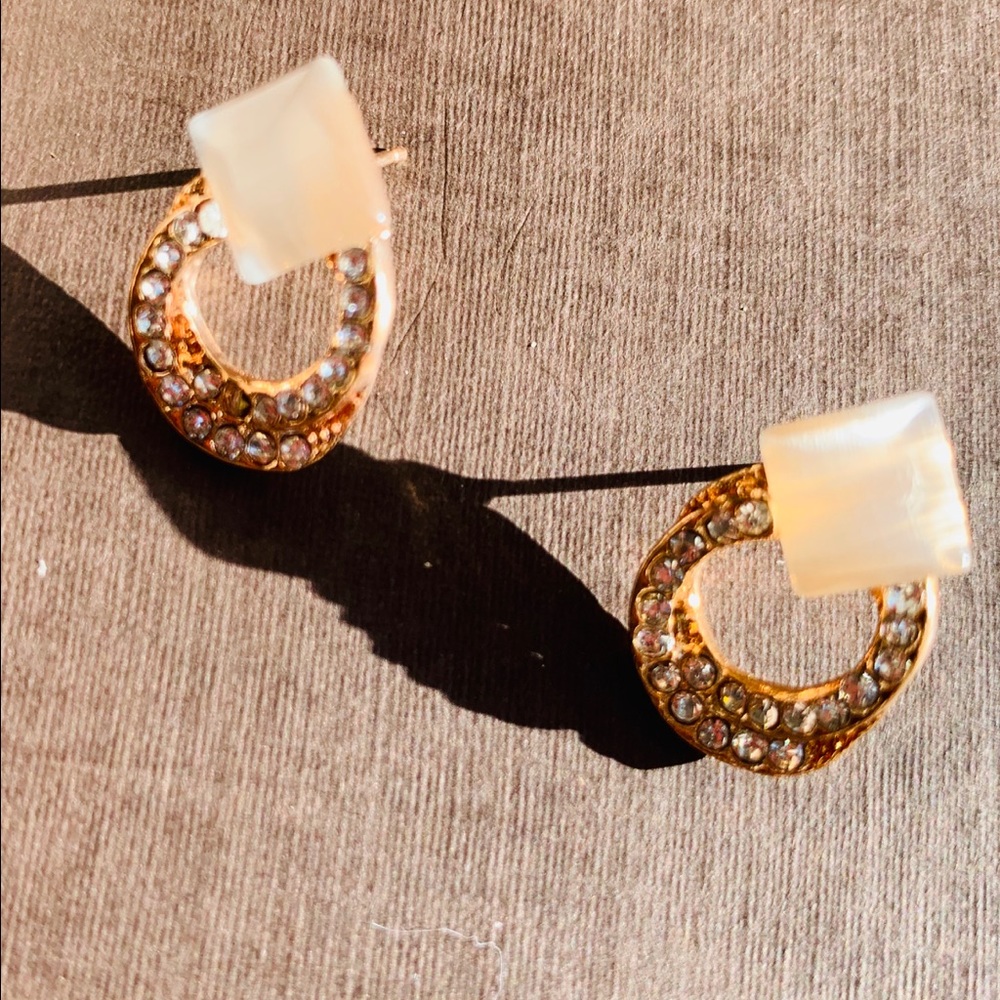 Rhinestone Double Circle Earrings